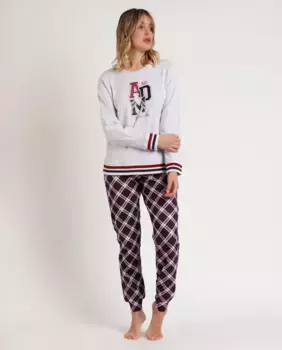 Длинная серая вязаная женская пижама Admas