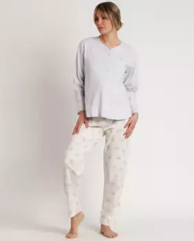 Длинная серая вязаная женская пижама Disney