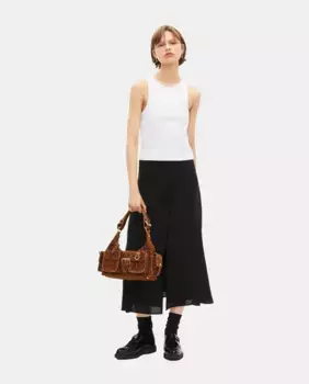 Длинная шелковая юбка The Kooples, черный