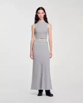 Длинная шерстяная юбка Sandro, серый