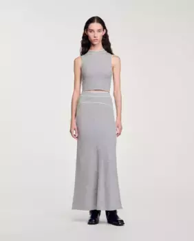 Длинная шерстяная юбка Sandro, серый