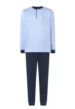 Длинная синяя трикотажная мужская пижама El Bho Nocturno, синий