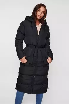 Длинная стеганая куртка Threadbare, черный