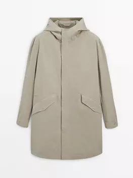 Длинная стеганая парка из хлопка Massimo Dutti, серый