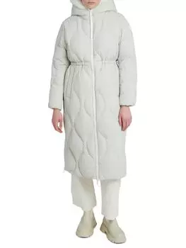 Длинная стеганая пуховая куртка Kir с отделкой из искусственного меха и луком The Recycled Planet, цвет Ice