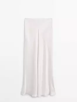 Длинная струящаяся юбка Massimo Dutti, бежевый