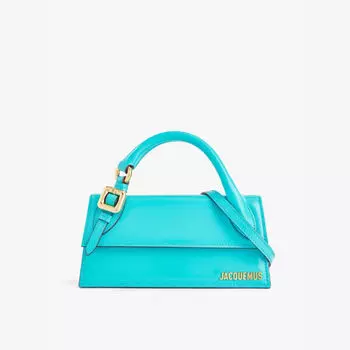 Длинная сумка Le Chiquito из кожи букле с верхней ручкой Jacquemus, бирюзовый