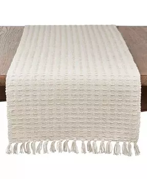 Длинная тканая дорожка для стола с пунктирной линией Saro Lifestyle, бежевый