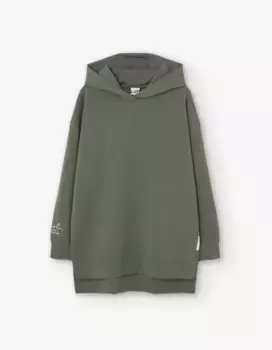 Длинная толстовка с капюшоном для девочки Losan, темно-зеленый