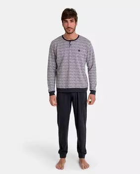 Длинная трикотажная мужская пижама Massana, серый