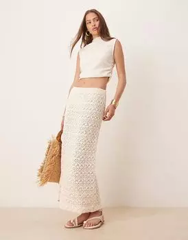 Длинная трикотажная юбка ASOS DESIGN цвета экрю
