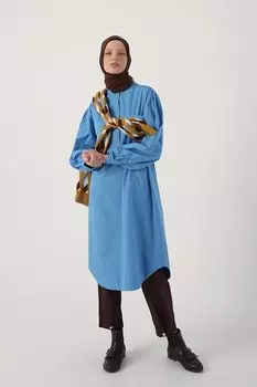 Длинная туника овального кроя Saks Oversize из 100% хлопка с большими карманами ALL DAY