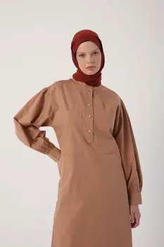 Длинная туника овального кроя Toprak Oversize из 100 % хлопка с большими карманами и юбкой ALL DAY