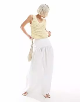 Длинная юбка ASOS DESIGN с заниженной талией белого цвета