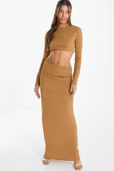 Длинная юбка цвета верблюжьей шерсти QUIZ Clothing