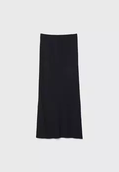 Длинная юбка Drawstring Stradivarius, черная