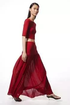 Длинная юбка H&M, красный