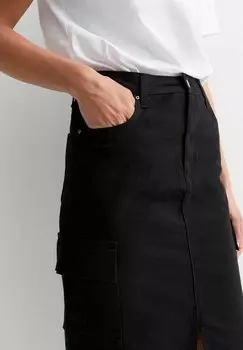 Длинная юбка High Split Front Cargo New Look, черная