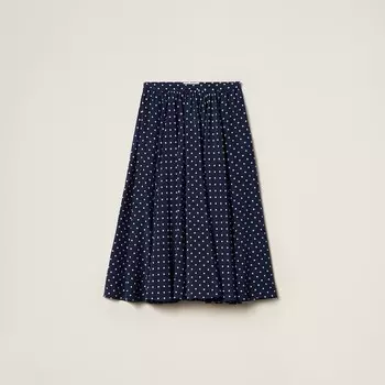 Длинная юбка из крепдешина в горошек Miu Miu, синий
