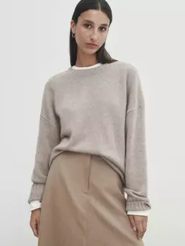 Длинная юбка из полушерсти раскрешенная Massimo Dutti, кэмел