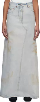 Длинная юбка из рваного синего денима MM6 Maison Margiela