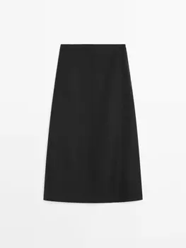 Длинная юбка из смеси шерсти Massimo Dutti, серый