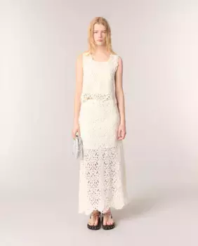 Длинная юбка крючком Maje, белый