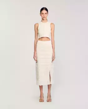 Длинная юбка крючком Sandro, белый