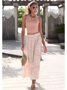 Длинная юбка LASCANA, цвет beige-sand-bedruckt