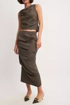 Длинная юбка PLEATED SKIRT NA-KD, коричневый