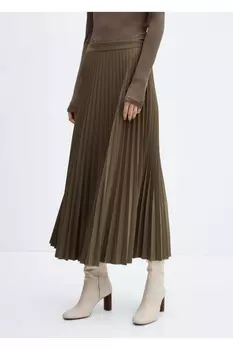Длинная юбка плиссе Mango, зеленый