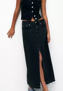 Длинная юбка PULL&BEAR, черный