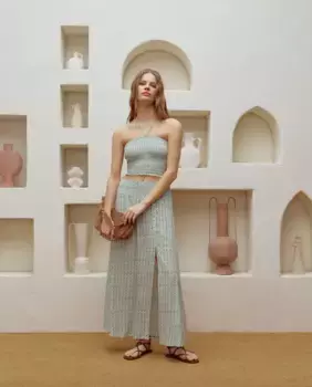 Длинная юбка с эластичным принтом Green Coast, цвет Verde Salvia