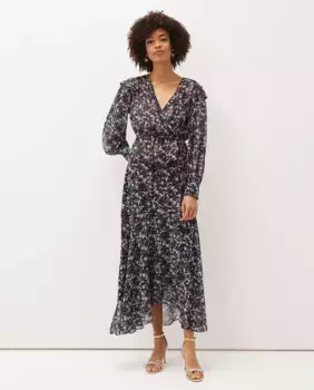 Длинная юбка с цветочным принтом Phase Eight, темно-синий