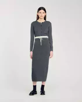 Длинная юбка с двойной талией Sandro, темно-серый