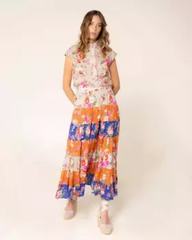 Длинная юбка с оборками и цветочным принтом Niza, мультиколор