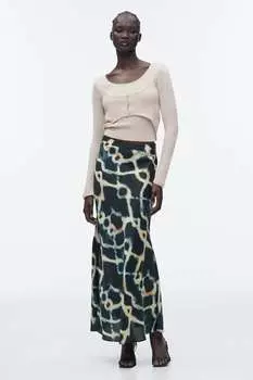 Длинная юбка с отделкой ZARA, разноцветный