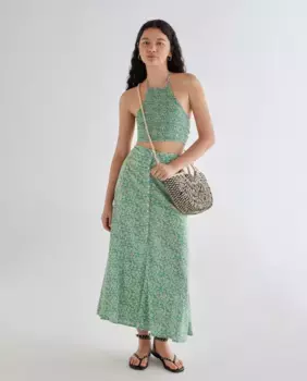 Длинная юбка с принтом Green Coast, фисташковый