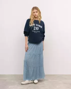 Длинная юбка с принтом и халатом Brownie, голубой