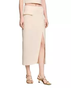 Длинная юбка с разрезом Sandro, слоновая кость/кремовый