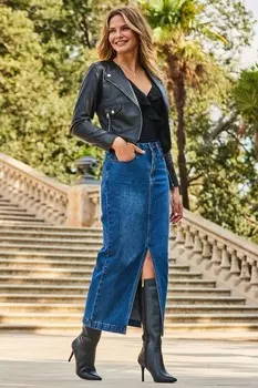 Длинная юбка с разрезом Sosandar, синий