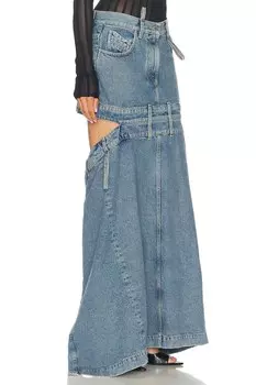 Длинная юбка с вырезом THE ATTICO, цвет Light Blue Denim