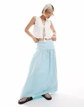 Длинная юбка с заниженной талией ASOS DESIGN синего цвета