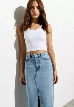 Длинная юбка Split Front New Look, бледно-голубая