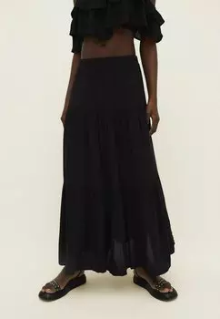 Длинная юбка Stradivarius, черный