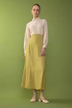 Длинная юбка-трапеция DeFacto, зеленый