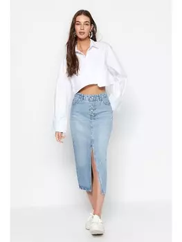 Длинная юбка trendyol Jeans, голубой