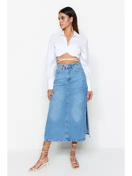 Длинная юбка trendyol Jeans, синий