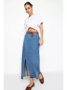 Длинная юбка trendyol Jeans, синий