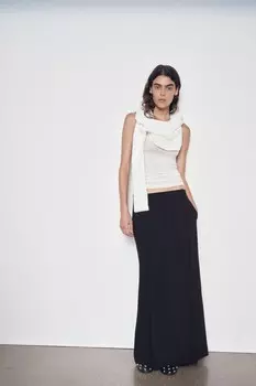 Длинная юбка-трубка ZARA, черный